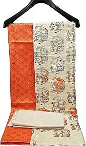 Cotton Silk Handcrafted Screen Print Dupatta Unstitched Dress Material Set with Duputa