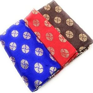 Women's Cotton Blend Unstitched 1 Meters Each Blouse Materials (Multicolour, Free Size) - Pack of 3 Pieces -S27