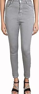 Stretchable Material Ankle Length Single Button Closure Ripped Denim High Rise Regular Fit Jeans for Women