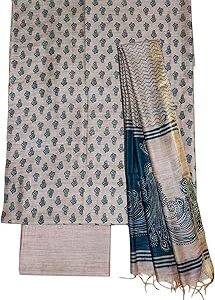 Women's Kalamkari Unstitched Salwar Suit Dress Material with Dupatta | Kalamkari Cotton Silk Suit Dress Material
