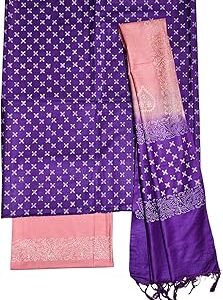 Women's Unstitched Salwar Suit Set with Dupatta | Block Print Katan Silk Salwar Suit Dress Material