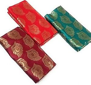 Cotton Blend Multi-colors Unstitched Fancy Blouse Materials 1 Meters Each.(Pack of 3 Pieces) - E67