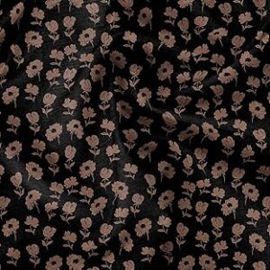 Soimoi Florals Print - Black, Pure Silk Fabric - 42 Inch Wide, 1 Meter, Lightweight Material, Perfect for Elegant Dresses, Sarees, Scarves
