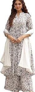 Women's Georgette Digital Floral Printed Kurta with Palazzo and Dupatta