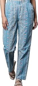 Women High Rise Printed Pure Cotton Strechable Palazzo Regular Fit Pants | Ankle Length Palazzo Pants