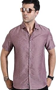 Men's | Self Design | Half Sleeve | Slim Fit | Poly Blend | Spread Collar | Casual Shirt