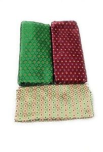 Cottons Unstitched Saree Blouse Fabric (Multicolor, Free Size) - Pack of 3, 0.9m Each -H46