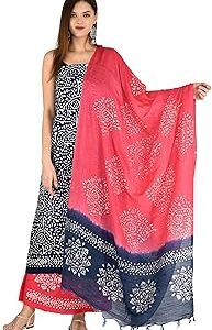Women's Modal Cotton Printed Unstitched Salwar Suit Dress Material with Dupatta (Navy Blue, Free Size)