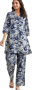 Women's Pure Cotton Floral Printed Straight Co-ord Set