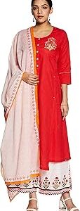 Womens Round Neck Solid Palazzo Suit