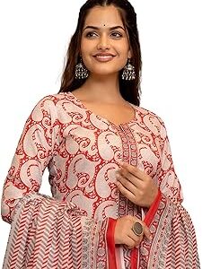 Women's Paisley Straight Printed Kurta Pant With Dupatta Set | kurta sets for woman