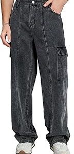 Mens's Trendy Denim Cargo Jeans with Stylish Pockets