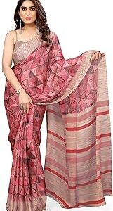 Women's Chiffon Geometric Printed Saree with Blouse Piece