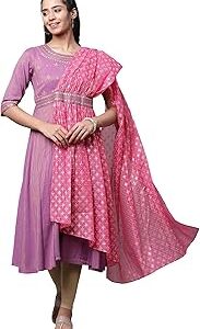 Women's Floral Yarn Dyed Viscose Ankle Length Gown