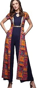 Women's Keyhole Neck Regular Sleeve Regular Length Jumpsuit with Pockets