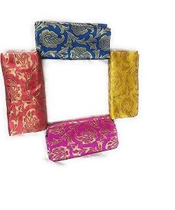 Women's Cotton Blend Unstitched Blouse Materials 80 Centimetres Each - Multicolor, Free Size (Pack of 4 Pieces) -GJOR19