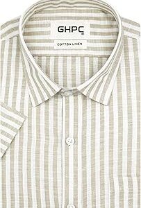 Cotton Linen Striped Half Sleeves Regular Fit Formal Shirt for Men
