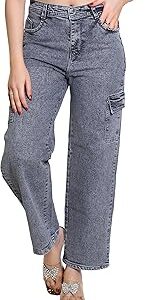 High Waist Jeans for Woman - Denim Straight Fit Jeans for Women High Waist | No Color Fade, Trendy Korean Style, Comfortable Casual with Reinforced Stitching.