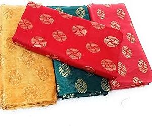 Silk-Cotton Blouse Piece Material for Women, Unstitched, Combo of 4 (1 meter each) - Navratri Special, Durga Puja Special, Oti Bharan, Ugadi Special -C35