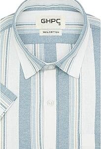 100% Cotton Striped Half Sleeves Regular Fit Formal Shirt for Men