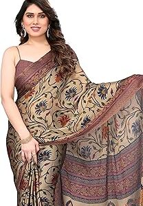 Women's Chiffon Floral Printed Saree with Blouse Piece