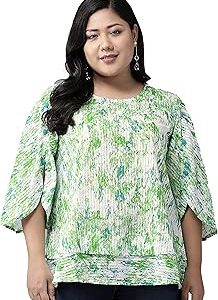 Women's Cotton Dobby Tie And Dye Straight Regular Fit Top