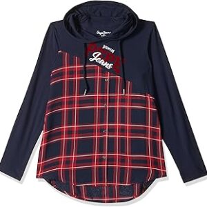 Women's Checkered Loose Fit Shirt (PL304537_Red