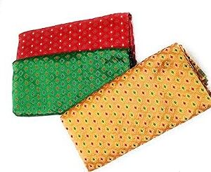 Silk-Cotton Blouse Piece Material for Women, Unstitched, Combo of 3 (0.8 meter each) - Navratri Special, Durga Puja Special, Oti Bharan, Ugadi Special -C47