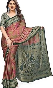 Women's Plain Weave Chiffon Abstract printed Saree with Blouse Piece