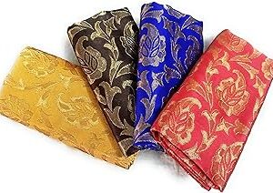 Silk-Cotton Blouse Piece Material for Women, Unstitched, Combo of 4 (1 meter each) - Navratri Special, Durga Puja Special, Oti Bharan, Ugadi Special -CJOR5