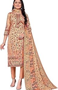 Women's Unstitched Kashmiri Kani Printed Winter wear Woolen salwar suit for women with Shawl dupatta