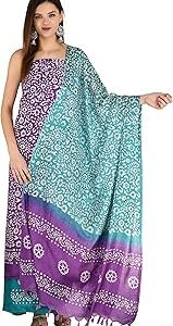 Women's Modal Cotton Printed Unstitched Salwar Suit Dress Material with Dupatta (Purple, Free Size)