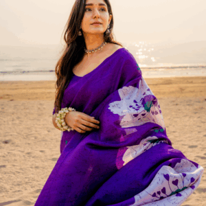 Black Vichitra Silk Printed Saree