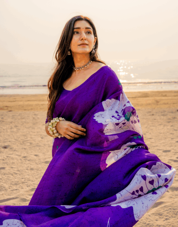 Black Vichitra Silk Printed Saree